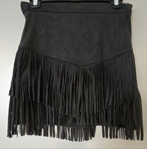 Altar'd State Black Fringe Mini Skirt